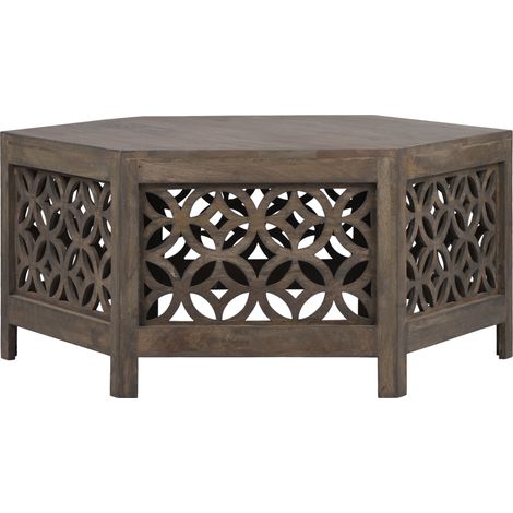 WOMO-DESIGN Couchtisch Amman Ø 100 x 45 cm rund, Natur, Unikat, handgefertigt aus Massivholz Mangoholz, Moderne Holzoptik, Vintage, Sofatisch Kaffeetisch Wohnzimmertisch Holztisch Beistelltisch Tisch (1/5)