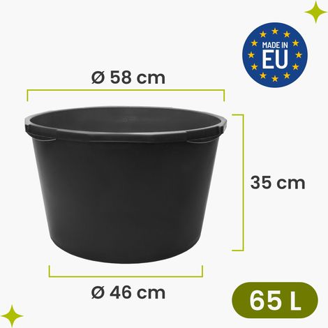 Garronda Mörtelwanne 3 Pack 65 L Rund Mörtelkübel Maurerkübel – robuste Kunststoffwanne aus recyceltem PE Mörtelkasten für Baustelle, Garten und Haushalt GD-0170