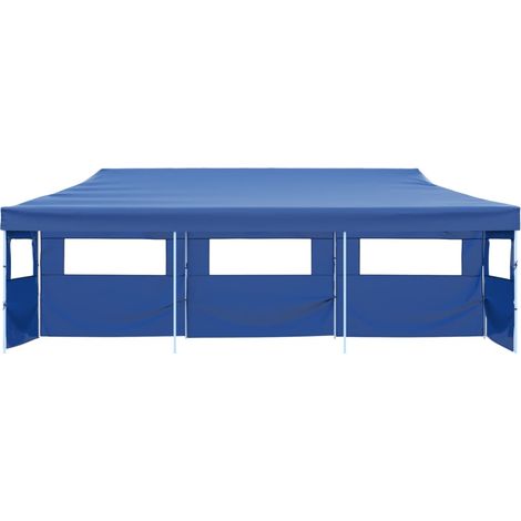 Tente de réception pliable, Pavillon, Pergola, Tente de jardin, avec 5 parois 3x9 m Bleu OIB4855E (1/4)