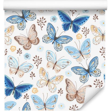 Papel pintado de mariposas de colores para salón y dormitorio, 50x1000 cm. (1/5)