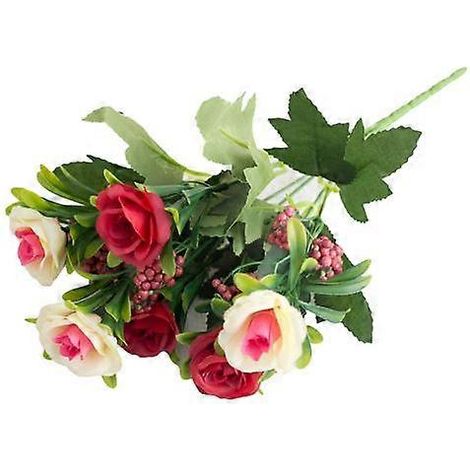 1 rose artificielle romantique à 6 têtes, idéale pour la décoration de mariage, maison et jardin.rose (1/5)