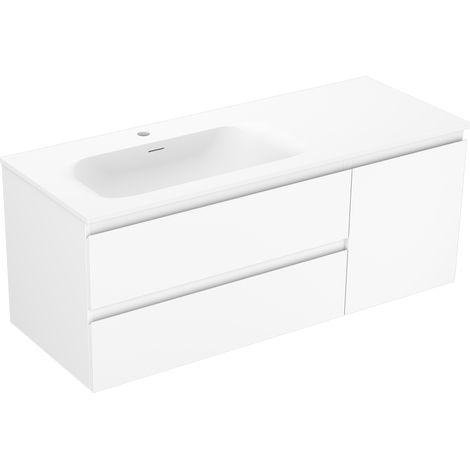 Mexen Orio Badezimmerschrank 120 cm mit linkem Waschbecken Vela, 2S, 1D, weiß matt - 91A13-12047-3-BBFFFF01-W23L01 (1/5)