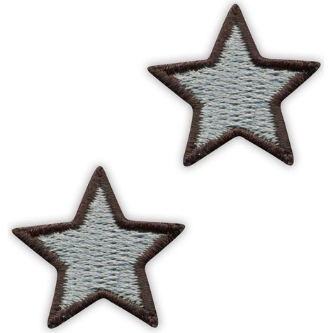 Aufnäher-Set mit 2 kleinen Sternen – grau – zum Aufnähen – gestickter Aufnäher/Abzeichen/Emblem