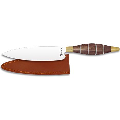 Cuchillo + Funda Cuero. Madera.hoja: 15