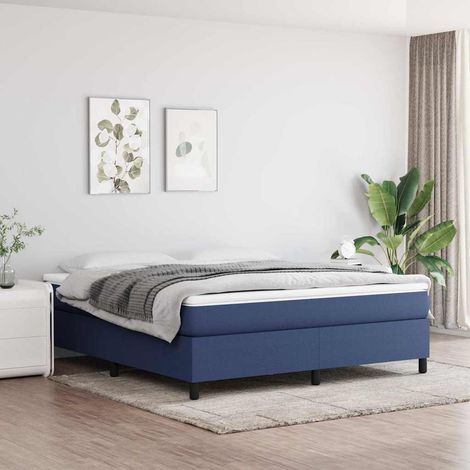 Lit double pour adulte Moderne - Lit à sommier tapissier avec matelas Bleu 180x200 cm Tissu BV134434 - BonneVie (1/5)