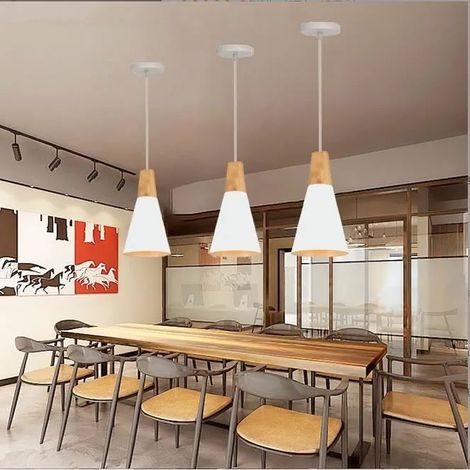 Lot de 3 Lustre Moderne Créatif Blanc Suspension Industriel Vintage design Luminaire Intérieur Salon Style Norique pour (1/4)