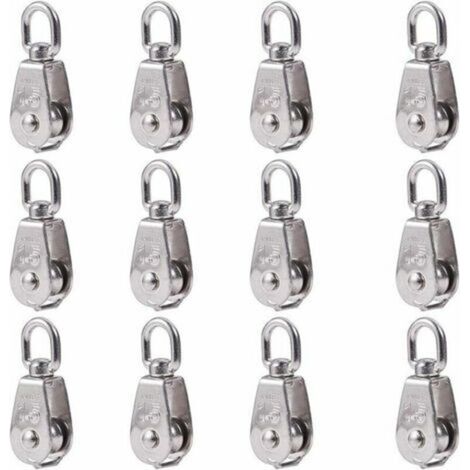 12 poulies en acier inoxydable 304 (dimension M15), avec corde métallique