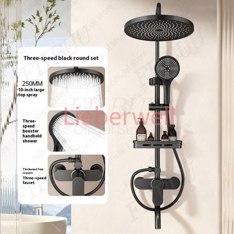 Nouveau système de douche haute pression avec pommeau réglable en hauteur, options multiples, ensemble de douche avec douchette à main pour salle de bain (1/5)
