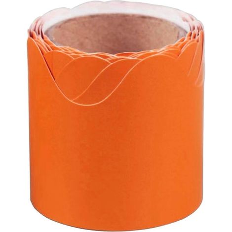 Bordure roulée compatible avec les tableaux d'affichage à thème scolaire, idéale pour les enseignants et les élèves qui souhaitent créer un tableau noir orange. (1/5)