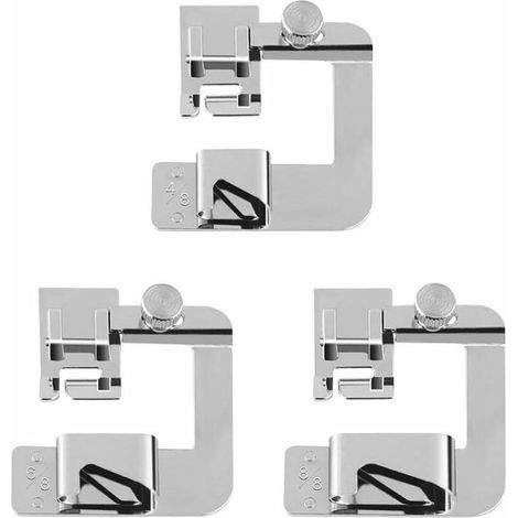 Pied Presseur pour Machine à Coudre à Ourlet,3 PCS Ourlet Roulé étroit Pied-de-Biche 4/8 6/8 8/8 Pouces Pied-de-Biche à Large Ourlet Roulé pour Machines à cCoudre à Adaptateur à Tige Basse (1/5)