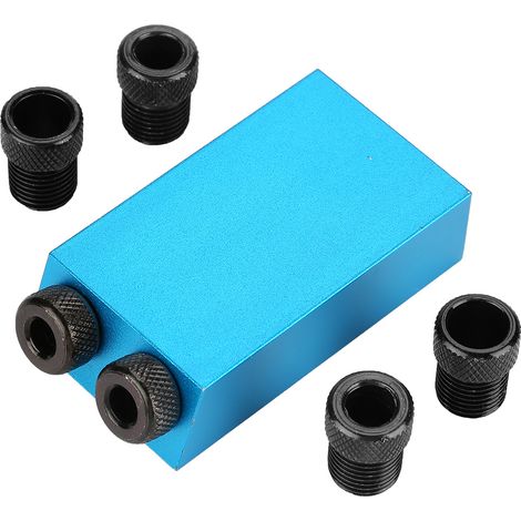 Guide de perçage oblique à 15 degrés pour le travail du bois, positionneur de trous 6/8/10 mm, bleu (1/5)