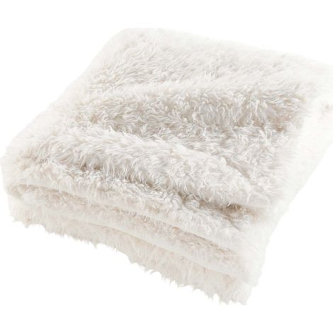 Plaid XXL Imitation Fourrure Polaire "Mouton" 220x240cm Naturel