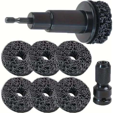 Kit de Nettoyage de Moyeux Roue, Comprenant 1 Meuleuse Moyeu de Roue 1 Adaptateur et 6 Disque de Broyage, Outil Surface Goujons Frein Compatible avec Les Perceuses Electriques et Clés à Chocs (1/5)