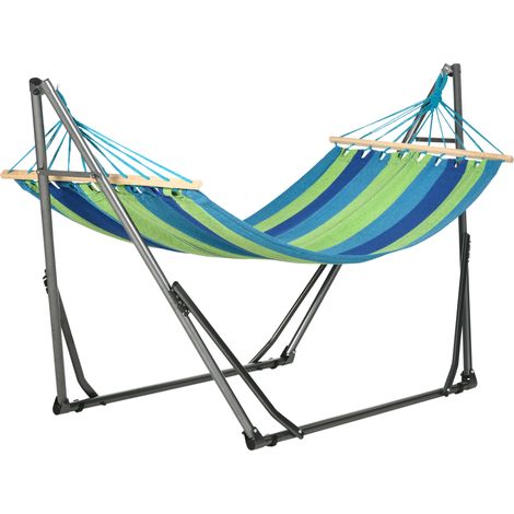 Support de hamac autoportant pliable en coton et acier, 270 x 100 x 94 cm (1/5)