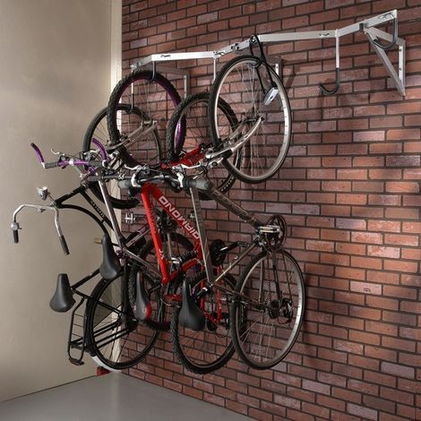 Mottez – Range mural pour 6 vélos – Crochets gainés Ø 16 mm – Tube rectangulaire 40/20 – Charge maximale 120 kg – Dimensions 200 x 51.1 x HT 36 cm (1/5)
