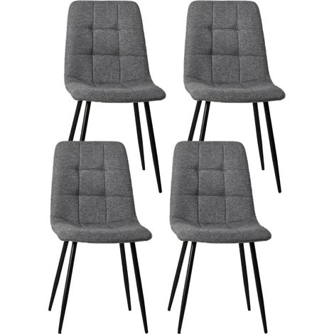 Set 4 Sedie 55x44xH81 cm in Tessuto e Metallo Alma Grigio Chiaro (1/3)