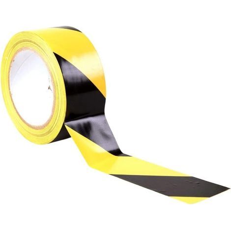 Ruban de signalisation – 48 mm x 33 m par rouleau – pour marquage au sol/sécurité – rayures noires/jaunes – ruban de signalisation de sécurité (1/4)
