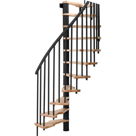 Minka Spindeltreppe Metallica Smart 38 - 305,5cm Geschosshöhe Buche Schwarz
