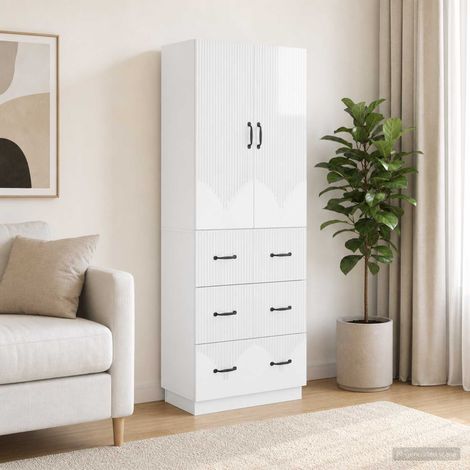 vidaXL Schrankset 2 pcs Hochglanz Weiß 66 x 34,5 x 87 cm Holzwerkstoff (1/5)