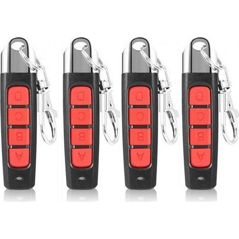 Cloneur à distance sans Fil Universel 433 MHz avec Porte-clés pour Portail électrique Porte de Garage (Rouge, Boutons ABCD) (1/4)