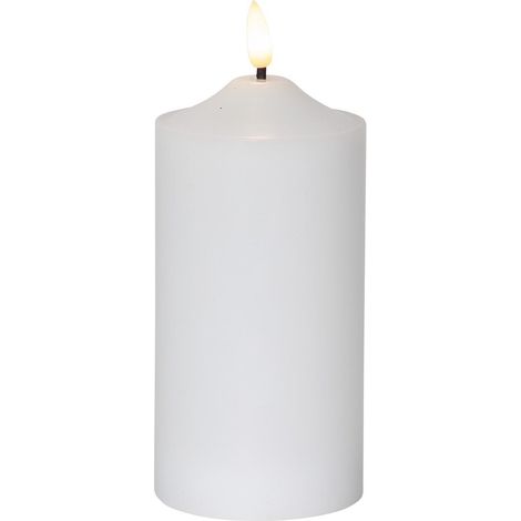 Große LED Blockkerze ,Flamme', Batterie und Timer, flackernd, warmweiß, 17cm