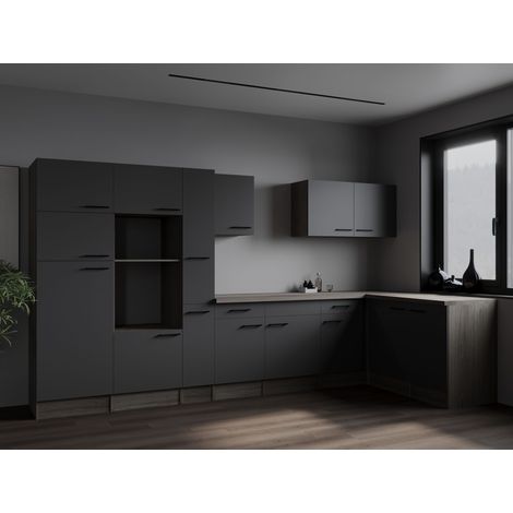 L Küche Leerblock Winkelküche Eiche York Grau Matt Oliver 370 x 172 cm Respekta