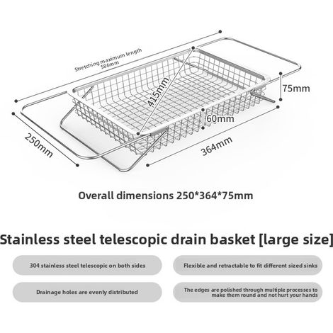 Égouttoir acier 304 évier laver vaisselle préparation extensible placard vaisselle légumes (1/5)