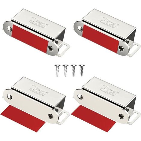 Aimant Porte Placard Lot de 4 Aimant Puissant en Acier Inoxydable Loquet Magétique Aiamnt Fermeture pour Meuble pour Tiroirs Porte de Douche Aimanté Armoire (1/5)