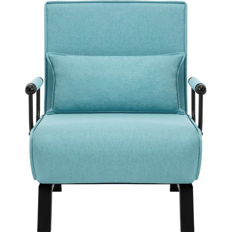 Fauteuil convertible 3-en-1 avec couchage, dossier réglable, métal et lin, noir (1/5)