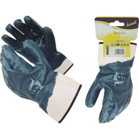 Guanto nitrile nbr blu dorso ricoperto hand tela cotone bianco + manichetta 10 conf. da 12pa