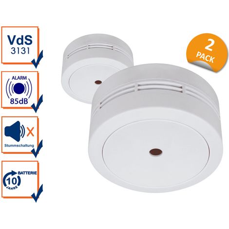 Mini Rauchmelder im Doppelpack mit 10 Jahres Batterie, VdS Zertifiziert, EN14604 (1/5)