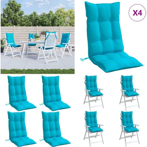 Coussins de chaise à dossier haut lot de 4 turquoise - Coussins De Chaise - Coussins Exterieurs - Coussins Décoratifs - Cushions Patio - Cushions Jardin - Home & Living