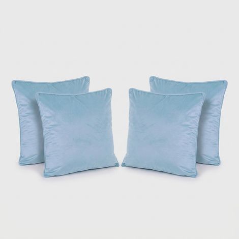 Lot de 4 coussins en velours polyester 50x50 cm pour canapé et lit Artemis YES - Turquoise (1/3)