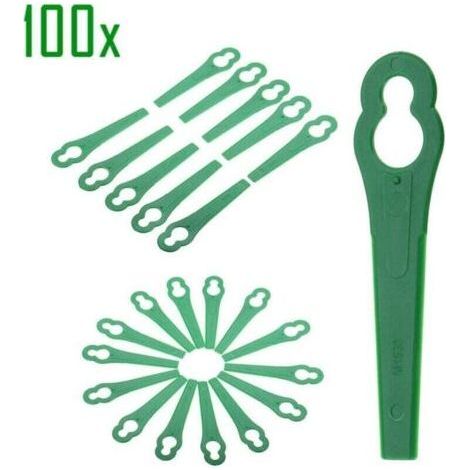 FENOPLASTICALames en Plastique 100 Pcs Lames de Tondeuse pour Jardin pelouse Tondeuse Accessoires, Lames en Plastique de Rechange pour Coupe-Bordures,vert (1/5)