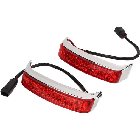 Lot de 2 feux de sacoches LED pour moto, feux stop gauche et droit, de remplacement pour Ultra Limited FLHTK, coque électroplaquée, lentille rouge (1/5)