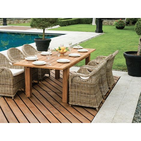 Tavolo rettangolare allungabile in teak riciclato 180/250 x 100 cm MALIGI HOME MG/ZAGABRIA Legno Teak (1/5)