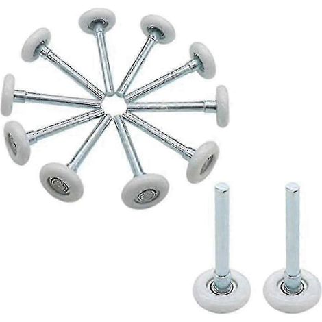 Lot de 12 roulettes de porte de garage en nylon de 4,6 cm (1,8 pouce) avec tige de 10,2 cm (4 pouces), roues silencieuses compatibles avec les rails de porte (1/4)
