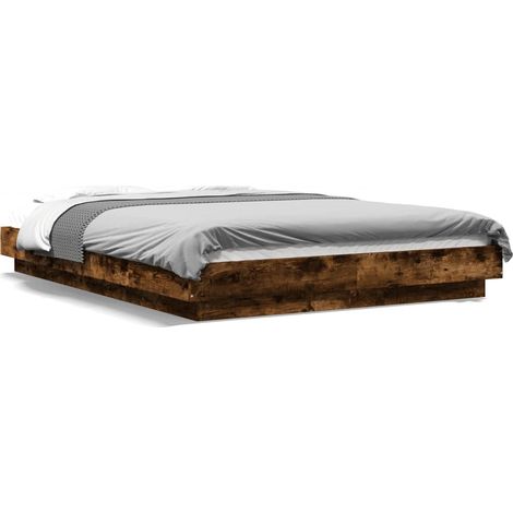 Maison Exclusive - Cadre de lit sans matelas chêne fumé 140x190 cm (1/5)