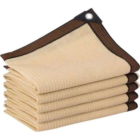 1 Voile d'ombrage 3x3 m, PEHD beige, 85% UV, œillets aluminium, pour jardin, patio, piscine (1/4)