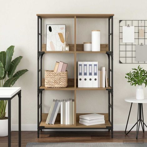 vidaXL Étagère 4 niveaux 78,5 x 33 x 117,5 cm métal PB Chêne artisanal (1/5)