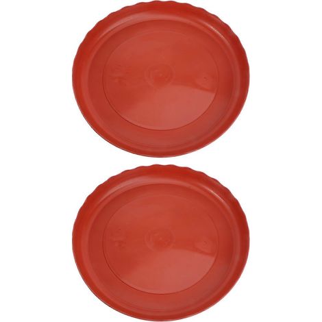 Plateau rond pour pots de fleurs, compatible avec le rangement, 2 pièces en résine chocolat. (1/5)