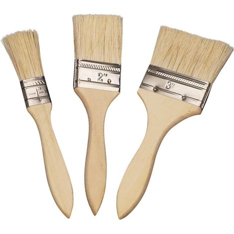 3-teiliges Set dicker Pinsel, Holzbeizepinsel zum Streichen von Wänden und Zäunen sowie Ziegel- und Steinpinsel mit Holzgriff für Lack und Paste.