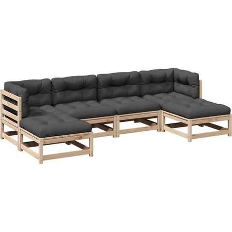 Set Divani Giardino 6 pz con Cuscini in Legno Massello di Pino vidaXL (1/5)