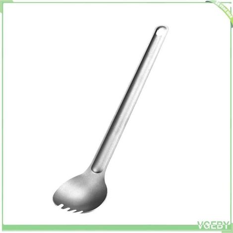 Cuillère de camping - FAFEICY - 1 pièce - Acier inoxydable - Longue poignée - Trou pour mousqueton (1/5)