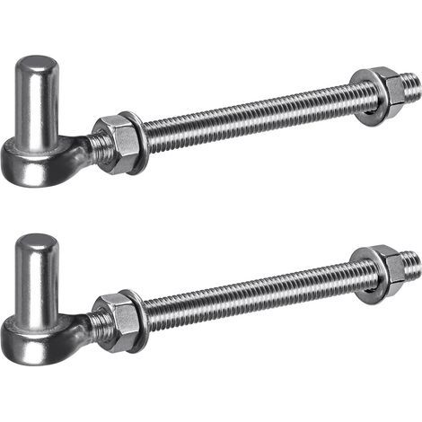 Charnière de Portail M12, 2pcs Quincaillerie à œillet de Champ Robuste 16mm Crochet pour Goupille de Suspension de Jardin en Métal pour Portail de Ferme/Clôture en Bois/Allée, 440lbs/20cm (1/5)