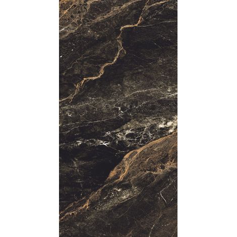 Carrelage sol / mur effet marbre noir LYTHOS BLACK l.60 x L.120 cm Brilliant LIMCARO