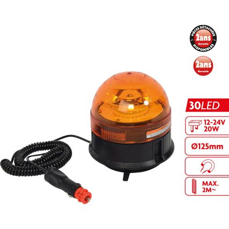 Gyrophare LED Homologué 12V - 24V magnétique allume cigare (1/5)
