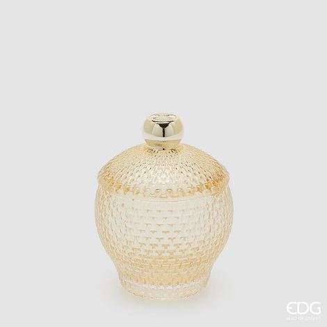 EDG Enzo De Gasperi Contenitore Decorativo Micro Quadretti Bombato H 14,5 Cm D 10,5 Cm Giallo
