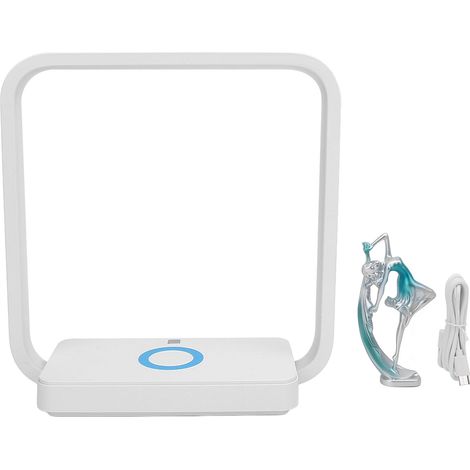 Lampe de bureau LED avec chargeur sans fil 15W, variateur tactile 3 couleurs, statue danseuse décorative, lumière blanche chaude neutre, bleue (1/5)