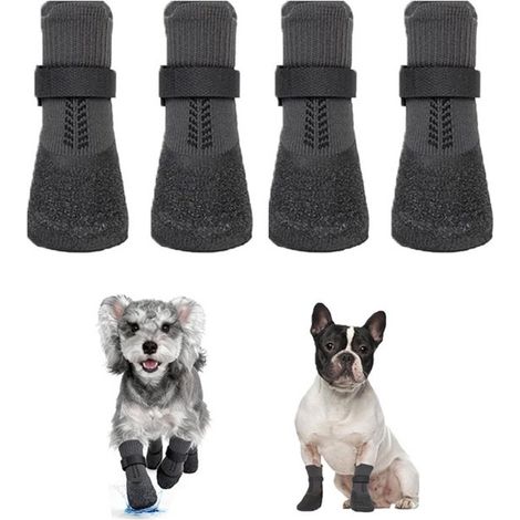 Chaussures pour Chien Lot de 2 Noires Taille L – Bottines Protectrices Antidérapantes pour Chien Petit et Moyen (1/5)